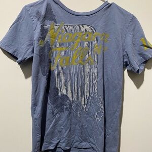 Peek Blue Graphic T-Shirt with Yellow Niagara Falls Print
